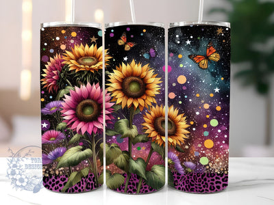 Sunflowers Glitter 20oz Skinny Tumbler, Sunflower Tumbler Png, Straight & Tapered Tumbler Wrap, Instant Digital Download Sublimation ToriDesigns 
