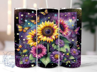 Sunflowers Glitter 20oz Skinny Tumbler, Sunflower Tumbler Png, Straight & Tapered Tumbler Wrap, Instant Digital Download Sublimation ToriDesigns 