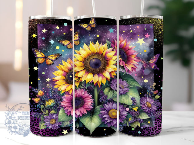 Sunflowers Glitter 20oz Skinny Tumbler, Sunflower Tumbler Png, Straight & Tapered Tumbler Wrap, Instant Digital Download Sublimation ToriDesigns 