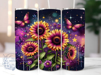 Sunflowers Glitter 20oz Skinny Tumbler, Sunflower Tumbler Png, Straight & Tapered Tumbler Wrap, Instant Digital Download Sublimation ToriDesigns 