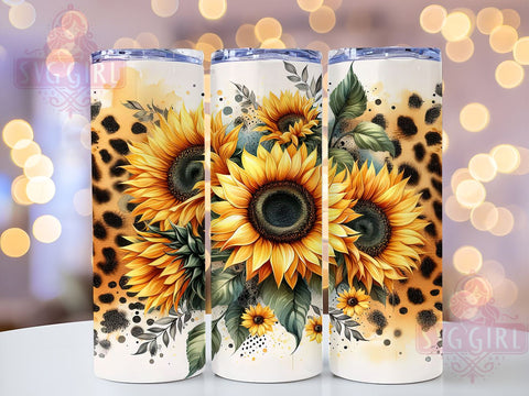 Sunflowers Glitter 20oz Tumbler Wrap Sublimation Design, Straight Tapered Tumbler Wrap, Sunflowers Leopard Tumbler Png, Instant Digital Download Sublimation SvggirlplusArt 