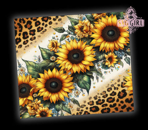 Sunflowers Glitter 20oz Tumbler Wrap Sublimation Design, Straight Tapered Tumbler Wrap, Sunflowers Leopard Tumbler Png, Instant Digital Download Sublimation SvggirlplusArt 