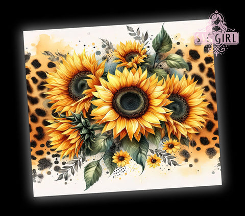 Sunflowers Glitter 20oz Tumbler Wrap Sublimation Design, Straight Tapered Tumbler Wrap, Sunflowers Leopard Tumbler Png, Instant Digital Download Sublimation SvggirlplusArt 