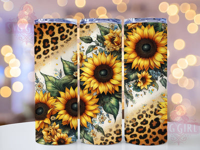 Sunflowers Glitter 20oz Tumbler Wrap Sublimation Design, Straight Tapered Tumbler Wrap, Sunflowers Leopard Tumbler Png, Instant Digital Download Sublimation SvggirlplusArt 