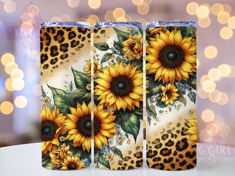 Sunflowers Glitter 20oz Tumbler Wrap Sublimation Design, Straight Tapered Tumbler Wrap, Sunflowers Leopard Tumbler Png, Instant Digital Download Sublimation SvggirlplusArt 