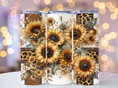 Sunflowers Glitter Leopard 20oz Tumbler Wrap Sublimation Design, Straight Tapered Tumbler Wrap, Sunflowers Tumbler Png, Instant Digital Download Sublimation SvggirlplusArt 