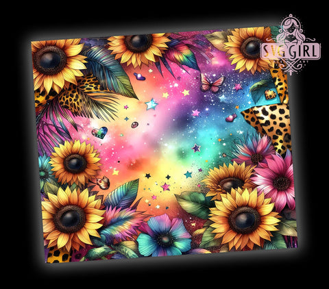 Sunflowers Glitter Leopard 20oz Tumbler Wrap Sublimation Design, Straight Tapered Tumbler Wrap, Sunflowers Tumbler Png, Instant Digital Download Sublimation SvggirlplusArt 