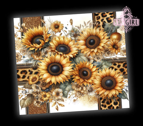 Sunflowers Glitter Leopard 20oz Tumbler Wrap Sublimation Design, Straight Tapered Tumbler Wrap, Sunflowers Tumbler Png, Instant Digital Download Sublimation SvggirlplusArt 