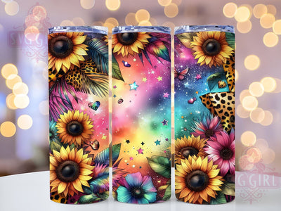 Sunflowers Glitter Leopard 20oz Tumbler Wrap Sublimation Design, Straight Tapered Tumbler Wrap, Sunflowers Tumbler Png, Instant Digital Download Sublimation SvggirlplusArt 