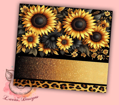 Sunflowers Glitter Tumbler, Leopard Print Tumbler Wrap, 20oz Sublimation Design, Floral Leopard Drinkware, Digital Download Tumbler, Unique Gift Tumbler, Colorful Tumbler Design Sublimation Lara' s Designs 