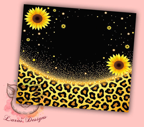 Sunflowers Glitter Tumbler, Leopard Print Tumbler Wrap, 20oz Sublimation Design, Floral Leopard Drinkware, Digital Download Tumbler, Unique Gift Tumbler, Colorful Tumbler Design Sublimation Lara' s Designs 