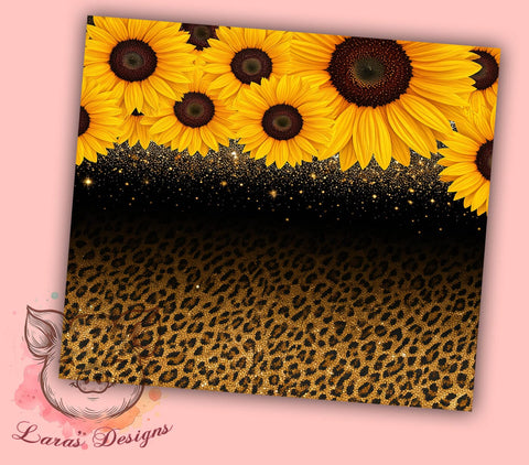 Sunflowers Glitter Tumbler, Leopard Print Tumbler Wrap, 20oz Sublimation Design, Floral Leopard Drinkware, Digital Download Tumbler, Unique Gift Tumbler, Colorful Tumbler Design Sublimation Lara' s Designs 