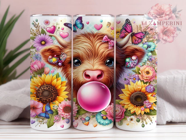 Sunflowers Highland Cow 20oz Tumbler Wrap PNG, Highland Cow Tumbler Png, Straight & Tapered Tumbler Wrap, Instant Digital Download Sublimation Li Zamperini 