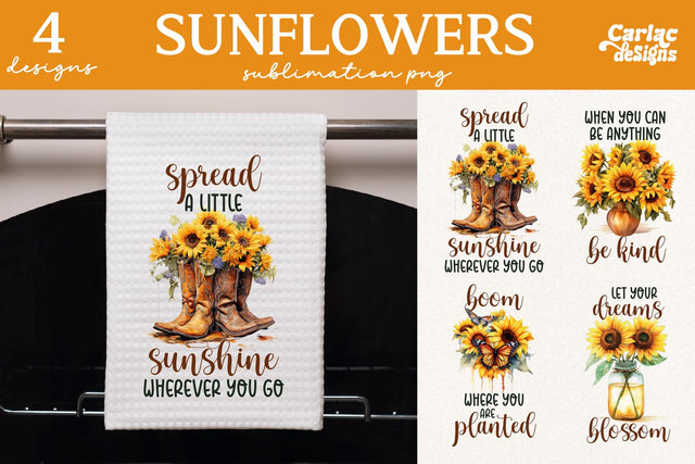 Sunflowers Kitchen Towel Sublimation Sublimation Carla C Designs 