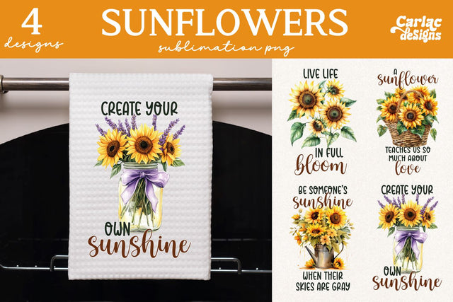 Sunflowers Kitchen Towel Sublimation Sublimation Carla C Designs 