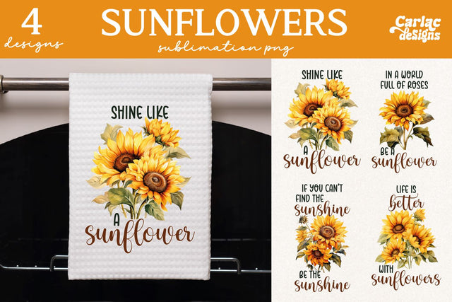 Sunflowers Kitchen Towel Sublimation Sublimation Carla C Designs 