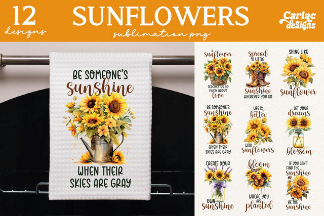 Sunflowers Kitchen Towel Sublimation Sublimation Carla C Designs 