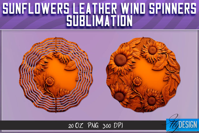 Sunflowers Leather Wind Spinners Sublimation | PNG Design Sublimation Fly Design 