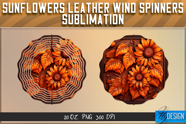 Sunflowers Leather Wind Spinners Sublimation | PNG Design Sublimation Fly Design 