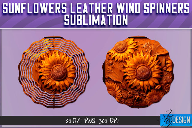 Sunflowers Leather Wind Spinners Sublimation | PNG Design Sublimation Fly Design 