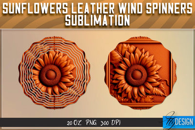 Sunflowers Leather Wind Spinners Sublimation | PNG Design Sublimation Fly Design 