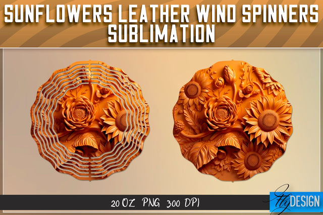 Sunflowers Leather Wind Spinners Sublimation | PNG Design Sublimation Fly Design 