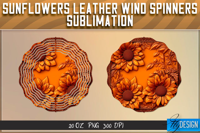 Sunflowers Leather Wind Spinners Sublimation | PNG Design Sublimation Fly Design 
