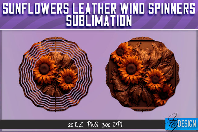 Sunflowers Leather Wind Spinners Sublimation | PNG Design Sublimation Fly Design 