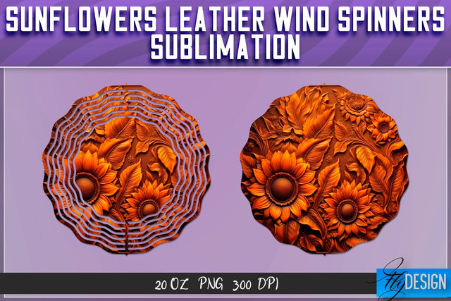 Sunflowers Leather Wind Spinners Sublimation | PNG Design Sublimation Fly Design 