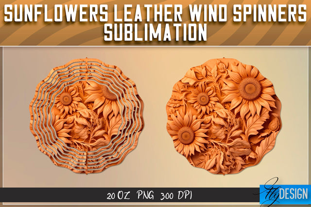 Sunflowers Leather Wind Spinners Sublimation | PNG Design Sublimation Fly Design 