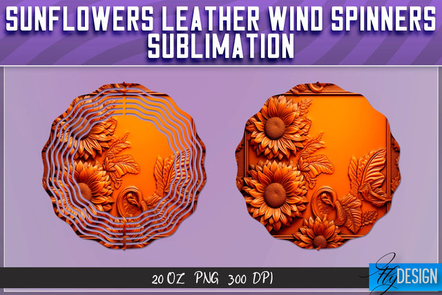 Sunflowers Leather Wind Spinners Sublimation | PNG Design Sublimation Fly Design 
