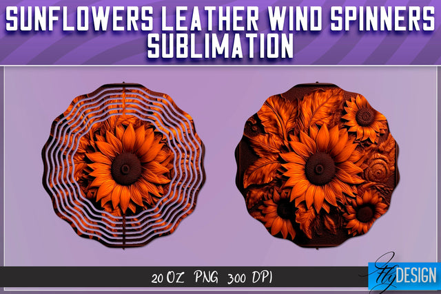 Sunflowers Leather Wind Spinners Sublimation | PNG Design Sublimation Fly Design 