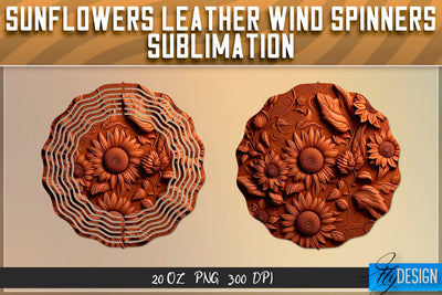 Sunflowers Leather Wind Spinners Sublimation | PNG Design Sublimation Fly Design 