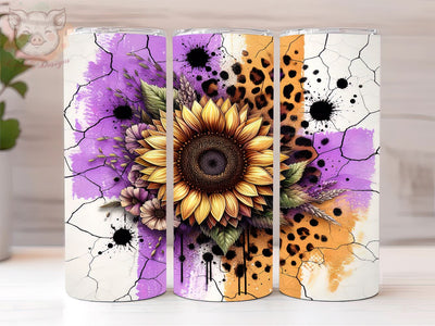 Sunflowers Leopard 20oz Tumbler Png, Straight & Tapered Tumbler Png, Sunflowers Tumbler Png, Digital Download PNG Sublimation Lara' s Designs 