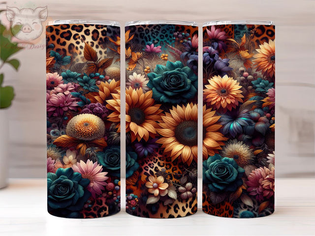 Sunflowers Leopard 20oz Tumbler Png, Straight & Tapered Tumbler Png, Sunflowers Tumbler Png, Digital Download PNG Sublimation Lara' s Designs 