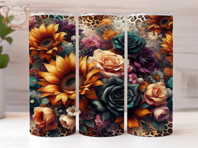 Sunflowers Leopard 20oz Tumbler Png, Straight & Tapered Tumbler Png, Sunflowers Tumbler Png, Digital Download PNG Sublimation Lara' s Designs 