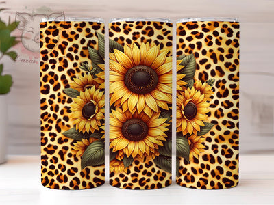 Sunflowers Leopard 20oz Tumbler Png, Straight & Tapered Tumbler Png, Sunflowers Tumbler Png, Digital Download PNG Sublimation Lara' s Designs 