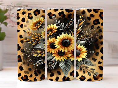 Sunflowers Leopard 20oz Tumbler Png, Straight & Tapered Tumbler Png, Sunflowers Tumbler Png, Digital Download PNG Sublimation Lara' s Designs 