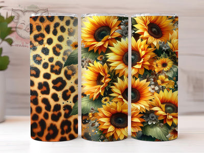 Sunflowers Leopard 20oz Tumbler Png, Straight & Tapered Tumbler Png, Sunflowers Tumbler Png, Digital Download PNG Sublimation Lara' s Designs 