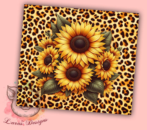 Sunflowers Leopard 20oz Tumbler Png, Straight & Tapered Tumbler Png, Sunflowers Tumbler Png, Digital Download PNG Sublimation Lara' s Designs 