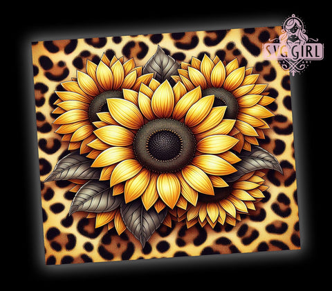 Sunflowers Leopard 20oz Tumbler Wrap Sublimation Design, Straight Tapered Tumbler Wrap, Sunflowers Tumbler Png, Instant Digital Download Sublimation SvggirlplusArt 