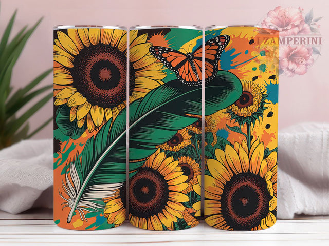 Sunflowers Leopard Butterfly 20oz Tumbler, Floral Mom Tumbler, Sublimation Wrap, 20oz Tumbler Design, Mother’s Day Gift, PNG Tumbler Wrap, Mom Quote Sublimation Li Zamperini 