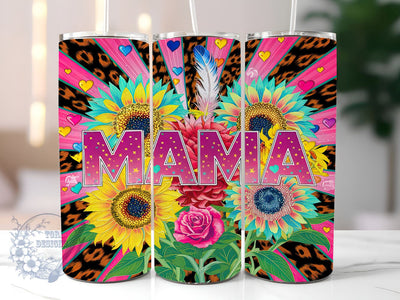 Sunflowers Mama 20oz Skinny Tumbler, Mama Tumbler Png, Straight & Tapered Tumbler Wrap, Instant Digital Download Sublimation ToriDesigns 