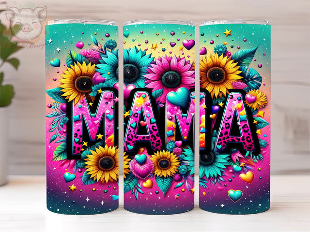 Sunflowers Mama 20oz Tumbler Png, Straight & Tapered Tumbler Png, Glitter Leopard Mom Life Tumbler Png, Digital Download PNG Sublimation Lara' s Designs 