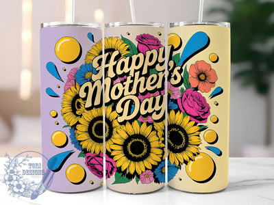 Sunflowers Mama 20oz Tumbler Wrap, Happy Mother's Day, Sublimation Wrap, 20oz Tumbler Design, PNG Tumbler Wrap, Floral Theme, Mom Gift Sublimation ToriDesigns 