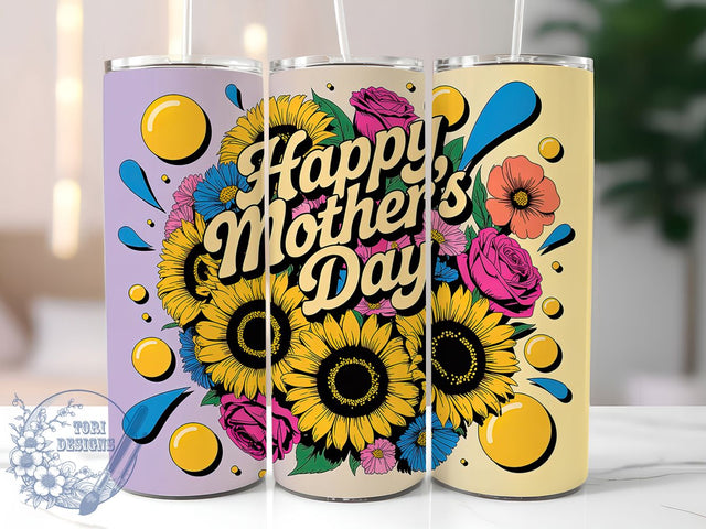 Sunflowers Mama 20oz Tumbler Wrap, Happy Mother's Day, Sublimation Wrap, 20oz Tumbler Design, PNG Tumbler Wrap, Floral Theme, Mom Gift Sublimation ToriDesigns 