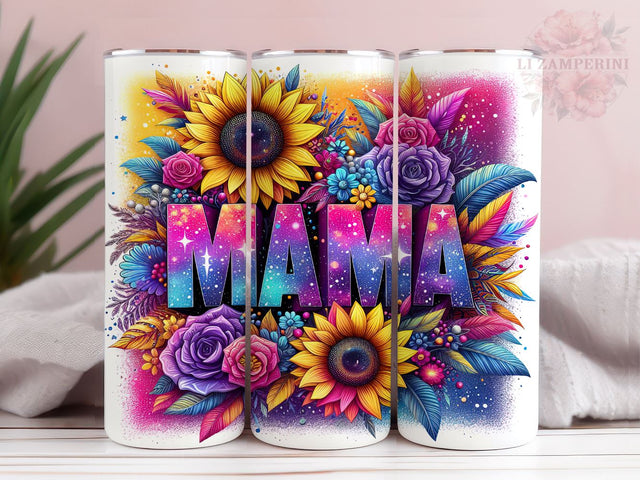 Sunflowers Mama 20oz Tumbler Wrap PNG, Mama Glitter Tumbler Png, Straight & Tapered Tumbler Wrap, Instant Digital Download Sublimation Li Zamperini 