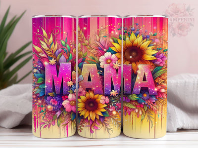 Sunflowers Mama 20oz Tumbler Wrap PNG, Mom Life Tumbler Png, Straight & Tapered Tumbler Wrap, Instant Digital Download Sublimation Li Zamperini 