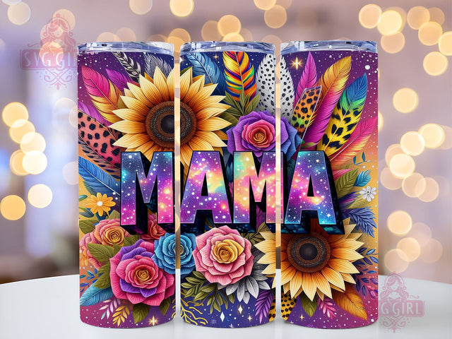 Sunflowers Mama 20oz Tumbler Wrap Sublimation Design, Straight Tapered Tumbler Wrap, Glitter Mom Life Tumbler Png, Instant Digital Download Sublimation SvggirlplusArt 