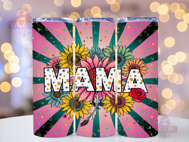 Sunflowers Mama 20oz Tumbler Wrap Sublimation Design, Straight Tapered Tumbler Wrap, Mama Tumbler Png, Instant Digital Download Sublimation SvggirlplusArt 